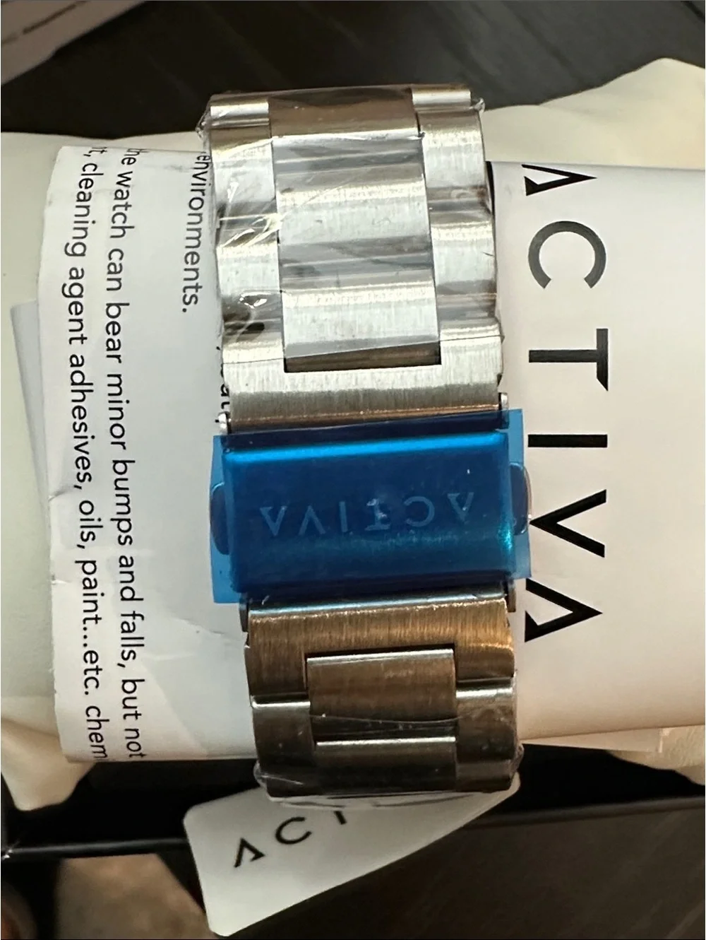 Activa Silver Stainless Steel Dual Time Watch with Light Blue Dial